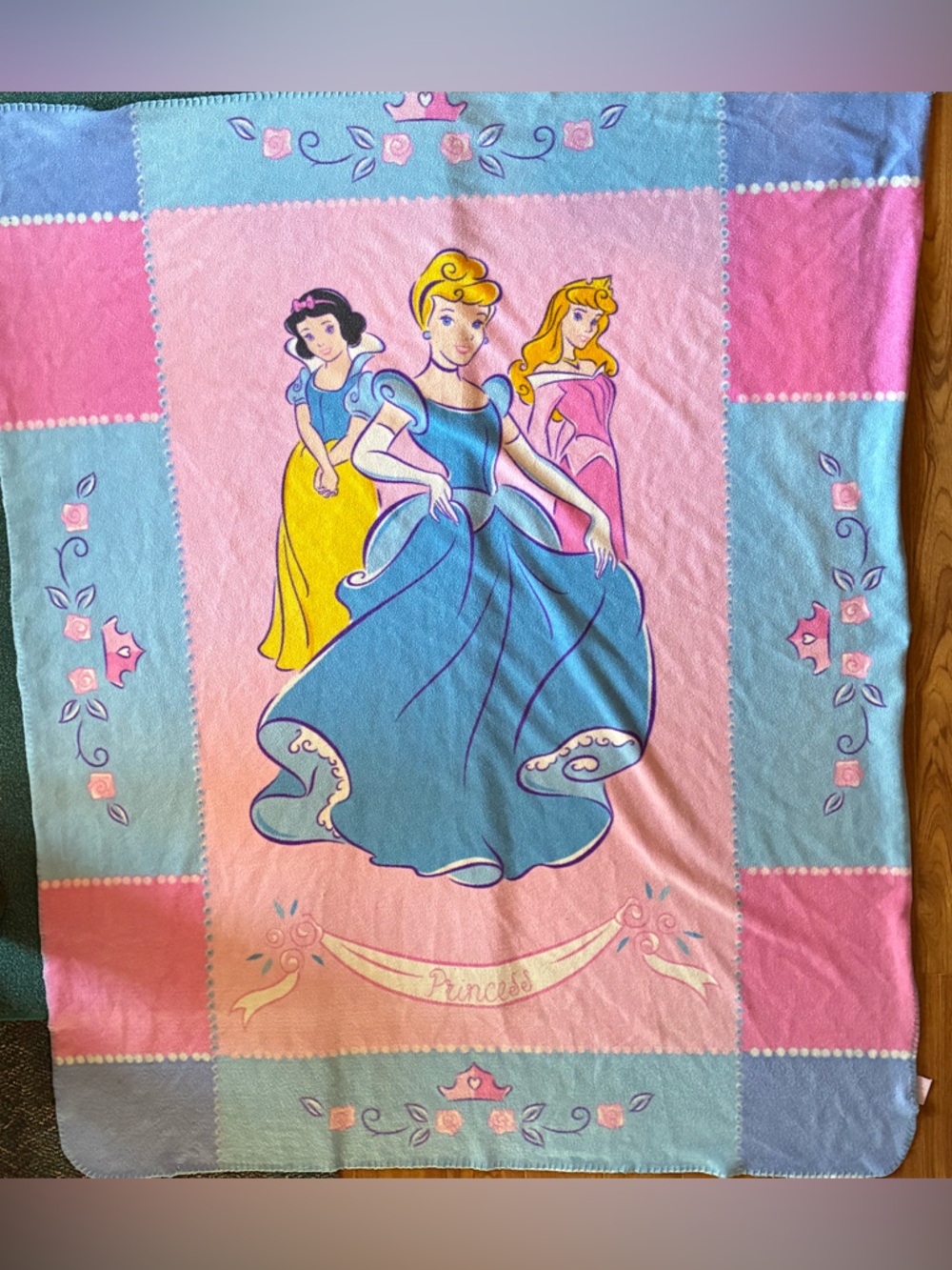 Disney Princess Pink & Blue Fleece Throw Blanket